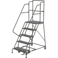 Escabeaux roulants &agrave; dessus profond, 5 marches, Largeur de la marche 16", Hauteur de la plateforme 50", Acier FMT Sales Ltd