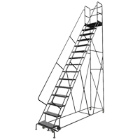 Escabeaux roulants &agrave; dessus profond, 15 marches, Largeur de la marche 24", Hauteur de la plateforme 150", Acier FMT Sales Ltd