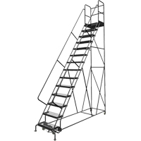 Deep Top Step Rolling Ladder, 14 Steps, 24" Step Width, 140" Platform Height, Steel FMT Sales Ltd