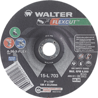 Flexcut Depressed Centre Grinding Wheels, 7", 36 Grit, Aluminum Oxide, 7/8", 8600 RPM, Type 29 FMT Sales Ltd