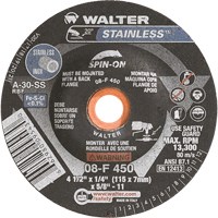Depressed Centre Grinding Wheels - Stainless Type 27, 4-1/2" x 1/4", 5/8"-11 Arbor, Type 27S FMT Sales Ltd