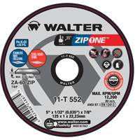 Zip One Cut-Off Wheel, 5" x 1/32", 7/8" Arbor, Type 1, Zirconia Alumina, 12200 RPM FMT Sales Ltd