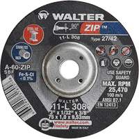Zip Cutting and Grinding Wheel, 3" x 1/13", 3/8" Arbor, Type 27, 60 Grit, Aluminum Oxide FMT Sales Ltd