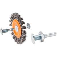 Brosse rotative mont&eacute;e &agrave; fils nou&eacute;s torsad&eacute;s r&eacute;versible, Dia. 4", Fils 0,0118", Arbre 5/8", Acier FMT Sales Ltd