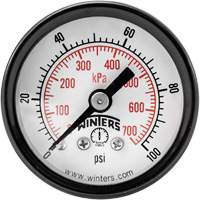Manom&egrave;tre &eacute;conomique,  1-1/2", 0 - 100 psi, Fixation arri&egrave;re, Analogique FMT Sales Ltd